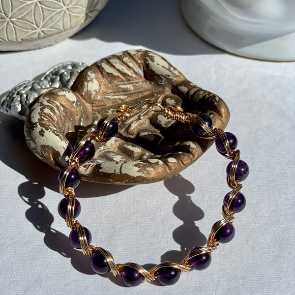 Amethyst Wire Wrapped Bracelet