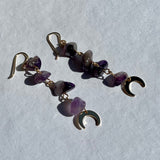 Moon Charm Crystal Chip Earings