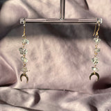 Moon Charm Crystal Chip Earings