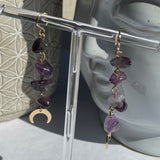 Moon Charm Crystal Chip Earings