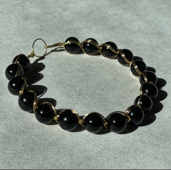 Obsidian Wire Wrapped Bracelet